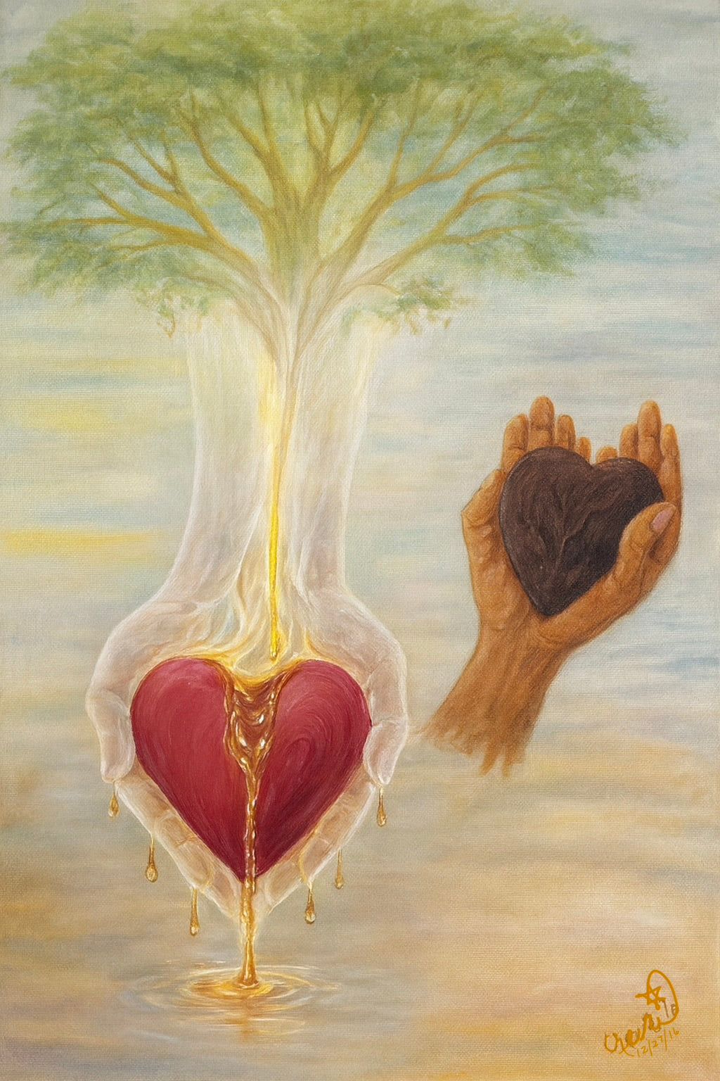 Heart Exchange — prophetic painting by Cheri B